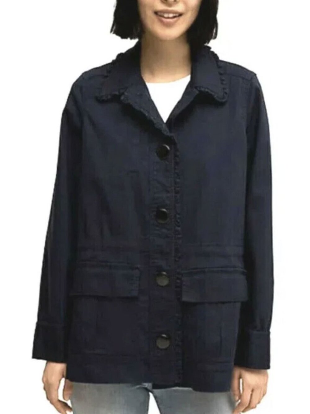 Kate Spade Broome Street Navy Utility Ruffle Chore Jacket XS